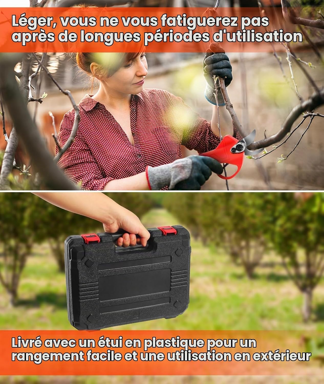 Forbici Potatura a Batteria, Cesoie Potatura Elettriche Professionali con 2x2000mAh Batterie, Motore Brushless, Forbice Elettrica Potatura per Giardinaggio