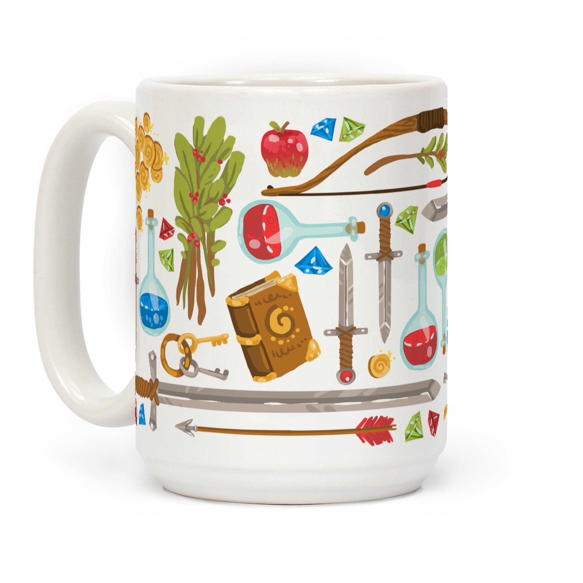 LookHUMAN Fantasy RPG Adventurer Kit White 15 Ounce Ceramic Coffee Mug