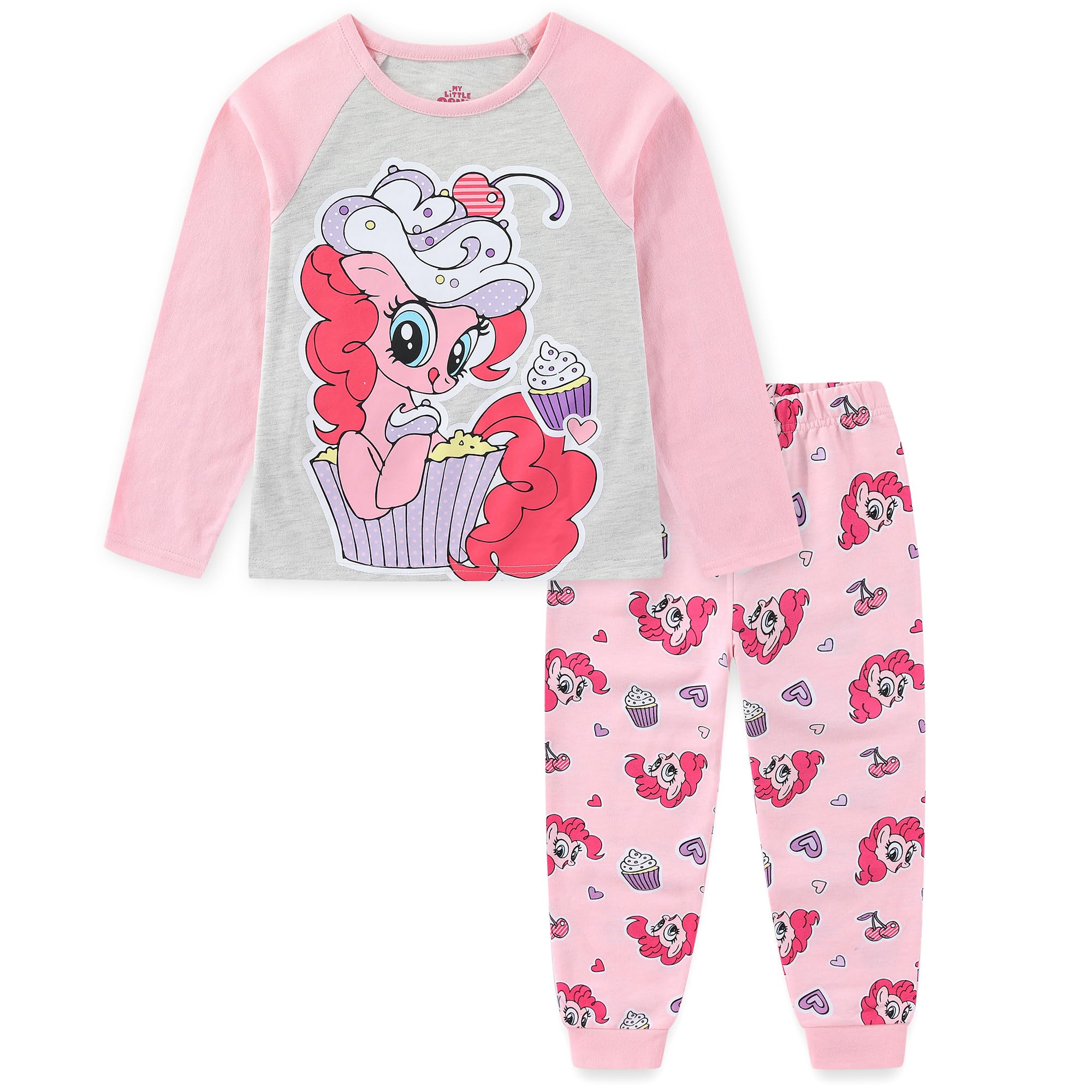 My Little Pony Pinkie Pie Girls 2 Piece Long Sleeve Shirt and French Terry Pants Set for Big Kids