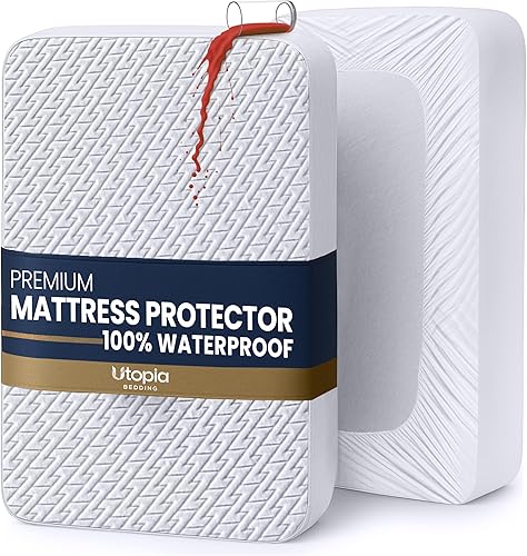 Utopia Bedding - Protector de colchón impermeable de tamaño individual, funda de colchón de tela 3D Air suave prémium, se ajusta a colchones de 15