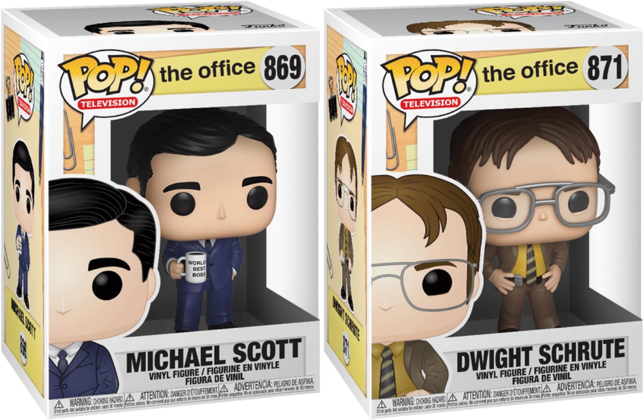 Funko Pop! TV: The Office Bundle (2-Pack) – Michael Scott #869 and Dwight Schrute #871 Collectible Vinyl Figures