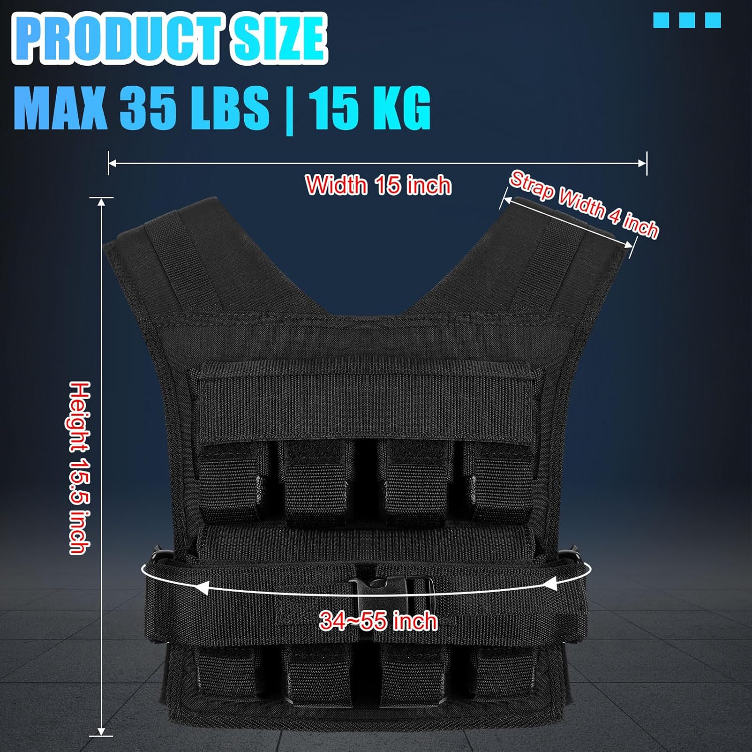 35lbs Adjustable Weighted Vest for Men - Iron Weighted Vest for Strength Training, Running, Exercise, Muscle Building & Weight Loss