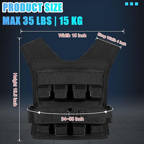 Miniatura 2 de Chaleco con peso ajustable de 35 libras para hombre, chaleco con peso de hierro para entrenamiento de fuerza, correr, ejercicio, construcción