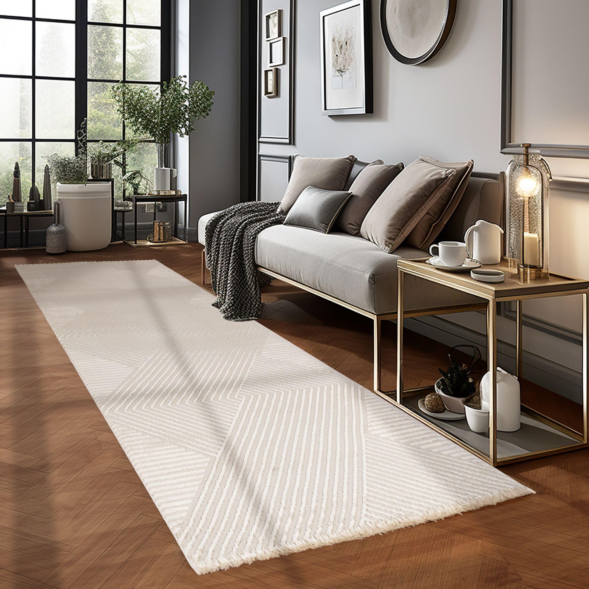 Carpetsale24 Kurzflor Teppich Wohnzimmer Skandinavisch Boho Design Einfarbig mit 3D Effekt Weich Waschbar Pflegeleicht, für Wohnzimmer Schlafzimmer Esszimmer und Küche