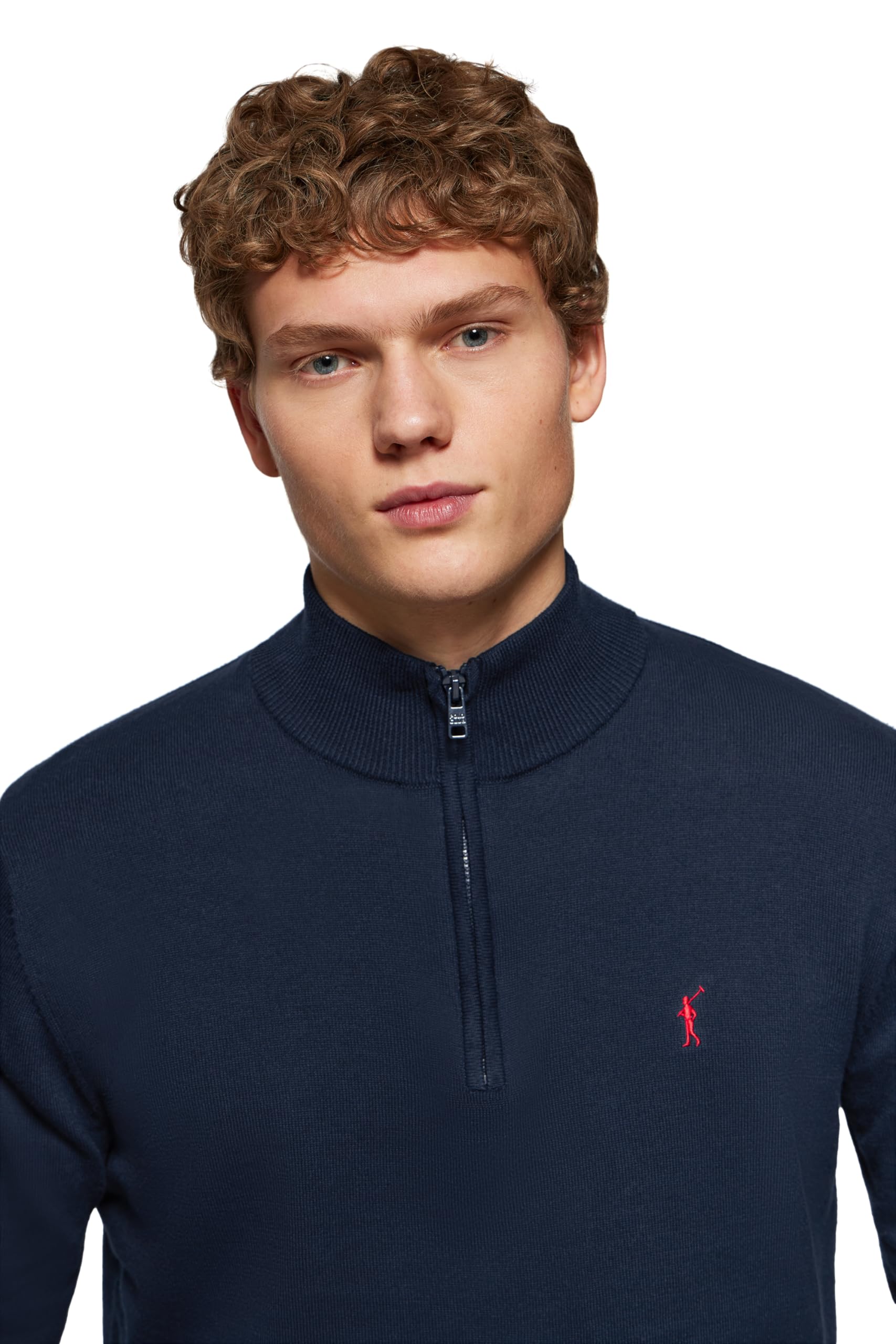 Polo Club Maglione Uomo Maniche Lunghe Maglioni con Cerniera sul Collo Pullover 100% Cotone