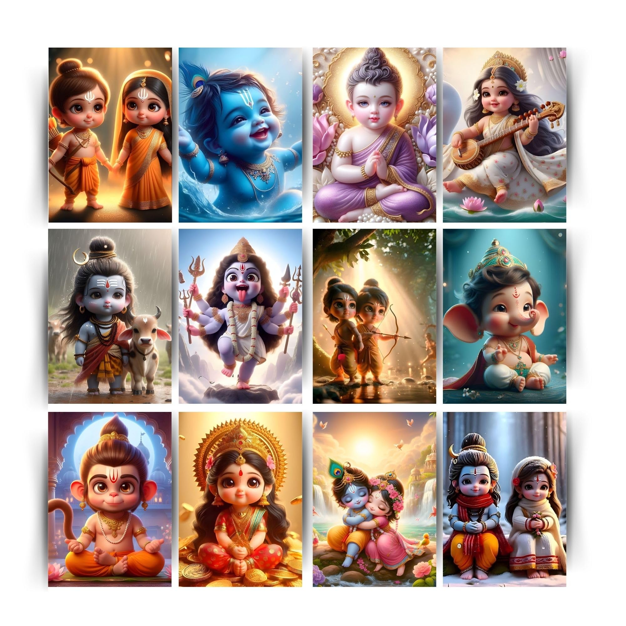 Posters Inc Baby Gods Posters for Wall – Pack of 12 Aesthetic Collage Art Prints | 8x12 Inch HD Paper Wall Decoration for Living Room, Bedroom & Kitchen | Home Decor Items & Gifts for Pregnant Women
