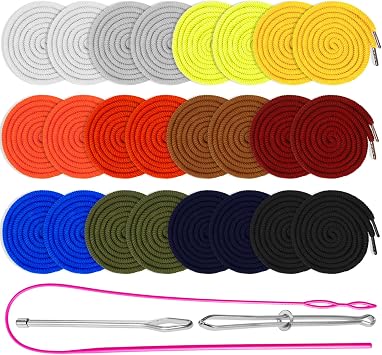 24 Pack Replacement Drawstrings Drawcords for Pants Sweatpants Hoodies Scrubs Jackets Shorts, with 3 Pieces Drawstring Threader Re-Threader Tool 51" Long