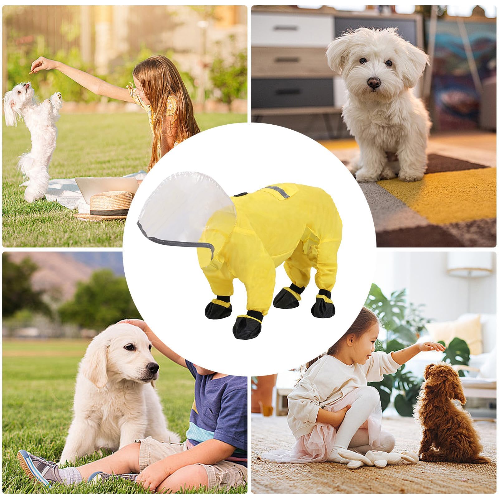 Regenmantel für Hunde, wasserdicht, reflektierend, für mittelgroße und große Hunde, winddichtes Design mit transparenter Kapuze