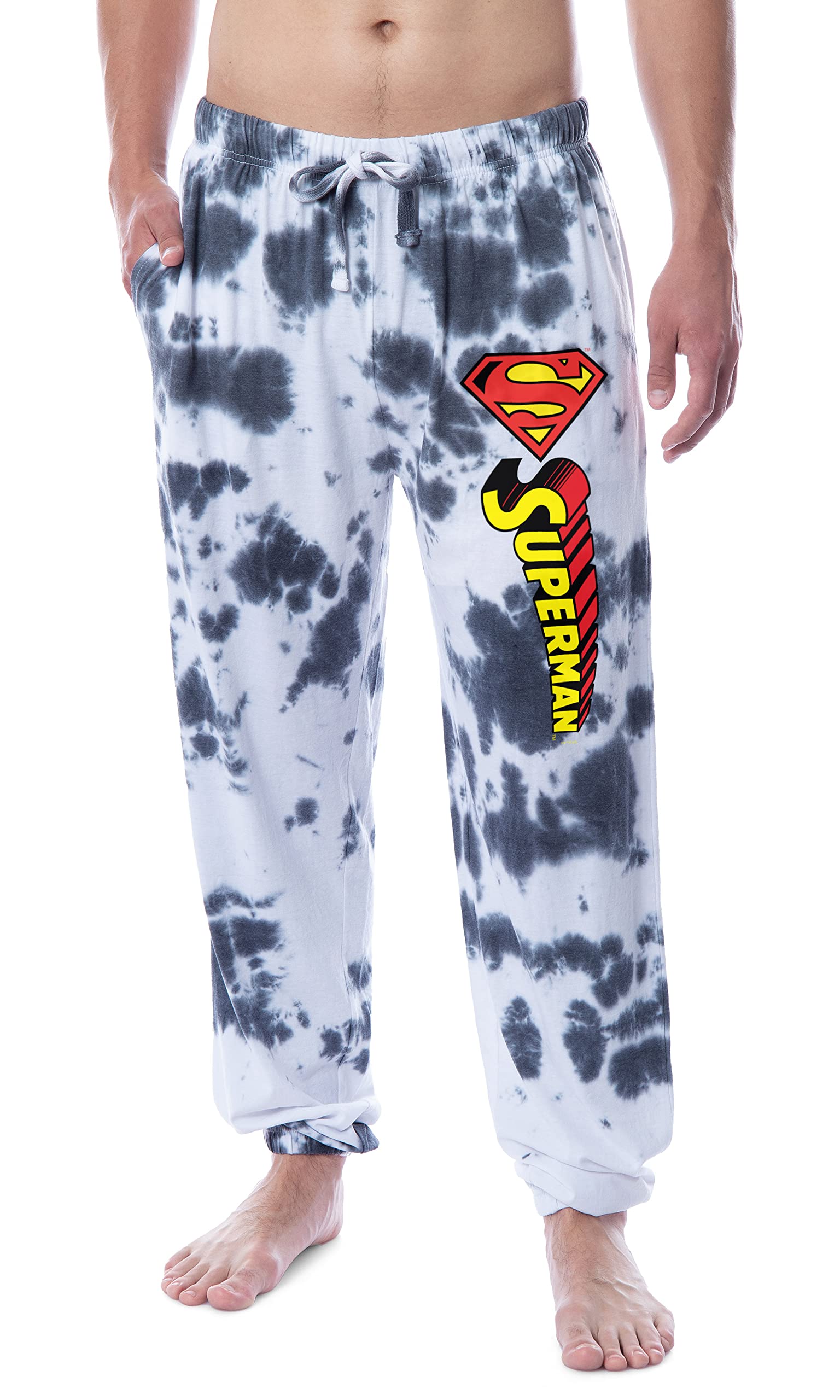 IntimoDC Comics Mens' Superman Tie Dye Logo Sleep Jogger Pajama Pants, Multicolored, L