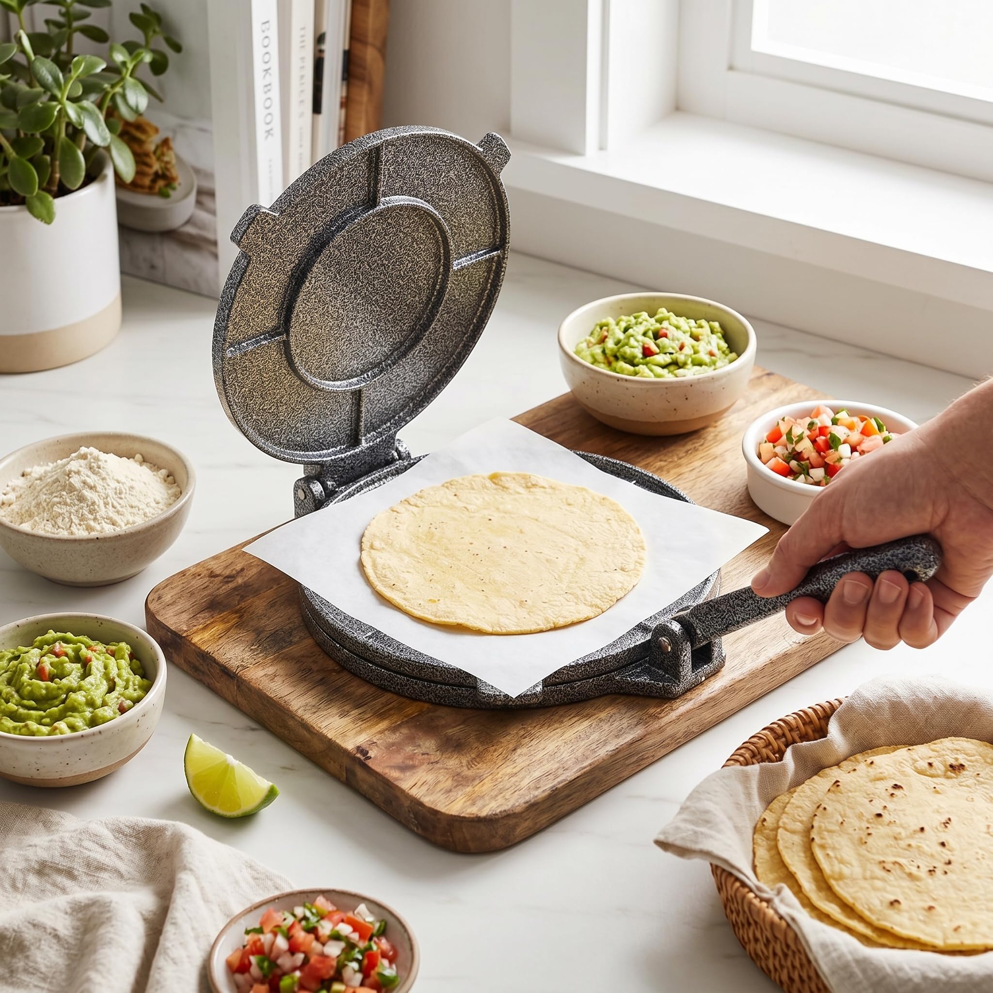 Máquina para Hacer Tortillas y Roti, Prensa para Tortillas, Aleación de Aluminio, Masa de Harina, Tortilla, Prensa para Tacos, Máquina para Hacer Roti para Desayuno en Casa,