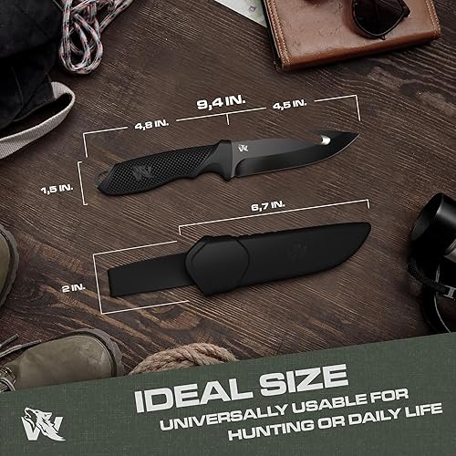 Miniatura 10 de Odenwolf HUNTER - Cuchillo de caza con vaina cuchillo de hoja fija fuerte - Hecho de acero 420 - Cuchillos tácticos de caza con funda dura con mango