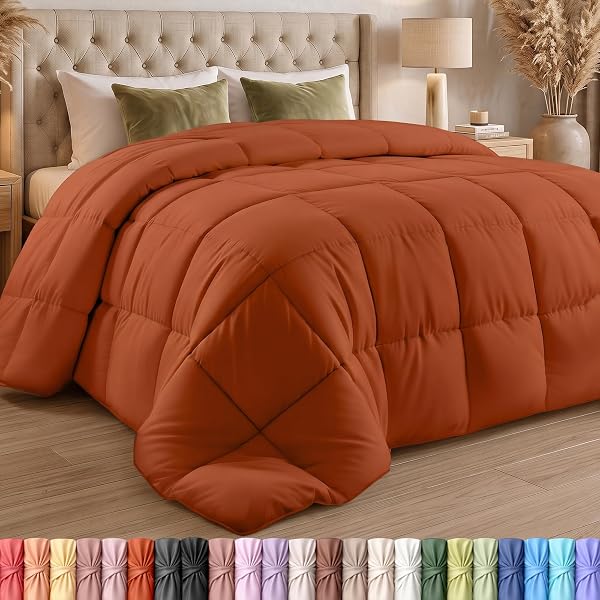Utopia Bedding Queen Comforter, Duvet Insert, Burnt Orange, 88 X 88 Inches