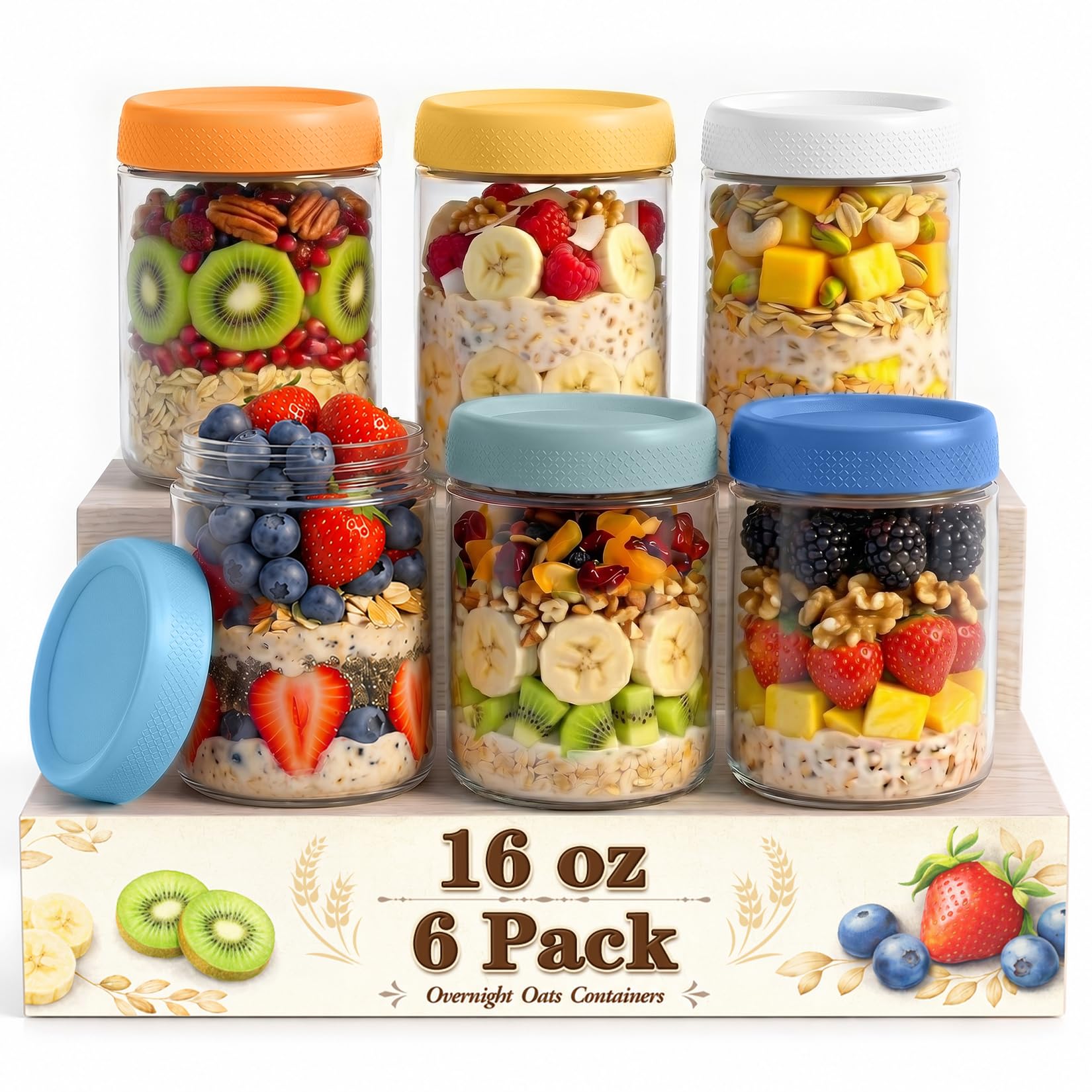 Overnight Oats Containers with Lids, Jars for Overnight Oats, Mason jar
