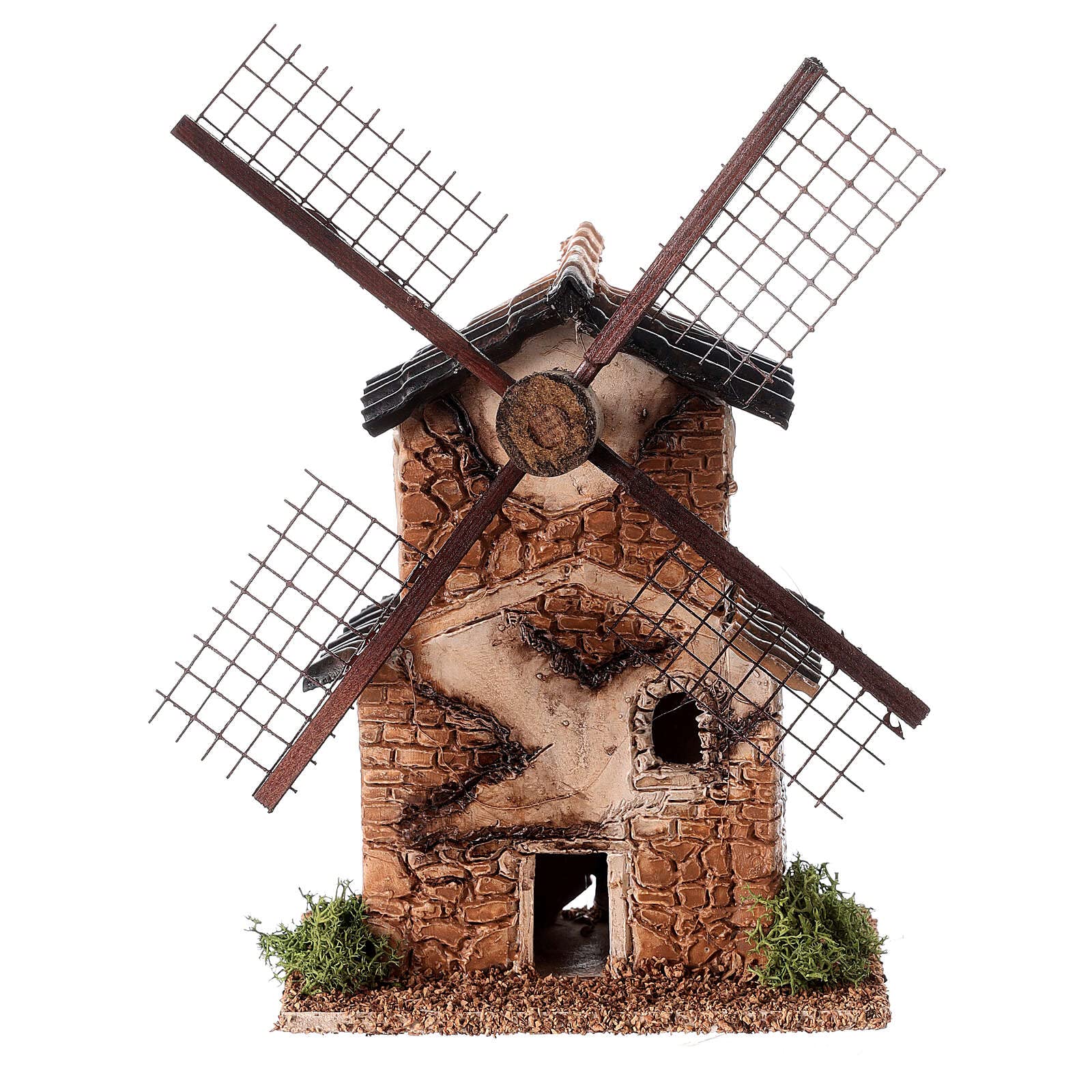 Holyart Molinos para el belén: Molino de Viento Techo en declive belén 4 cm 15x10x10 cm