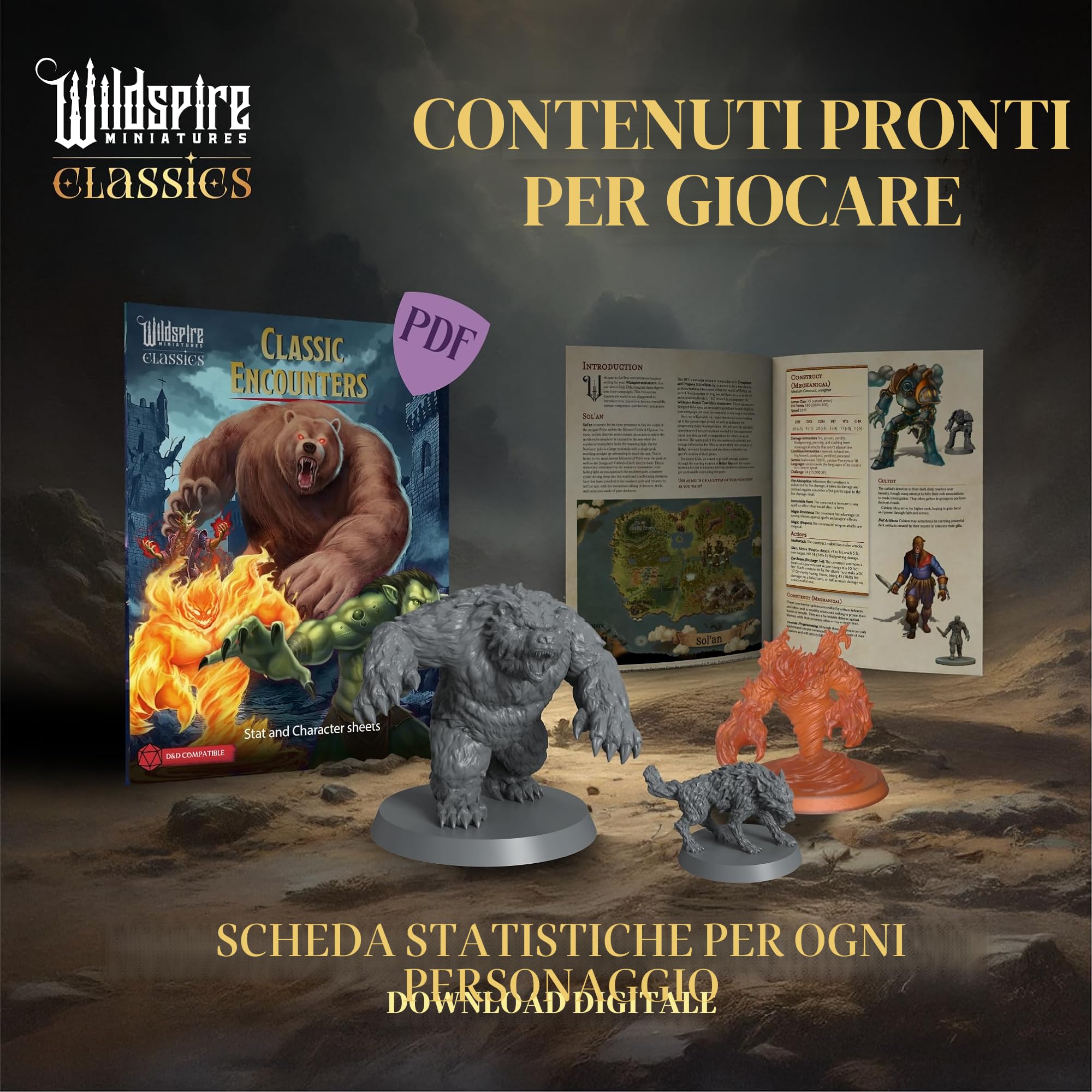 Wildspire Classic Creatures - Set completo 1 - Miniature essenziali di mostro DND verniciabile, 125 miniature per D&D in scala da 28 mm Minatures Dungeons and Dragons Minis D&D