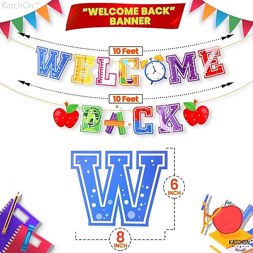 Miniatura 3 de KatchOn, Cartel grande y colorido de bienvenida de 10 pies, sin bricolaje, suministros de regreso a clases, telón de fondo de regreso a clases para