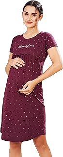 Pastel Clip Women Pastel Clip Women's Cotton Star Printed Knee Length Maternity/Feeding/Nursing Nighty