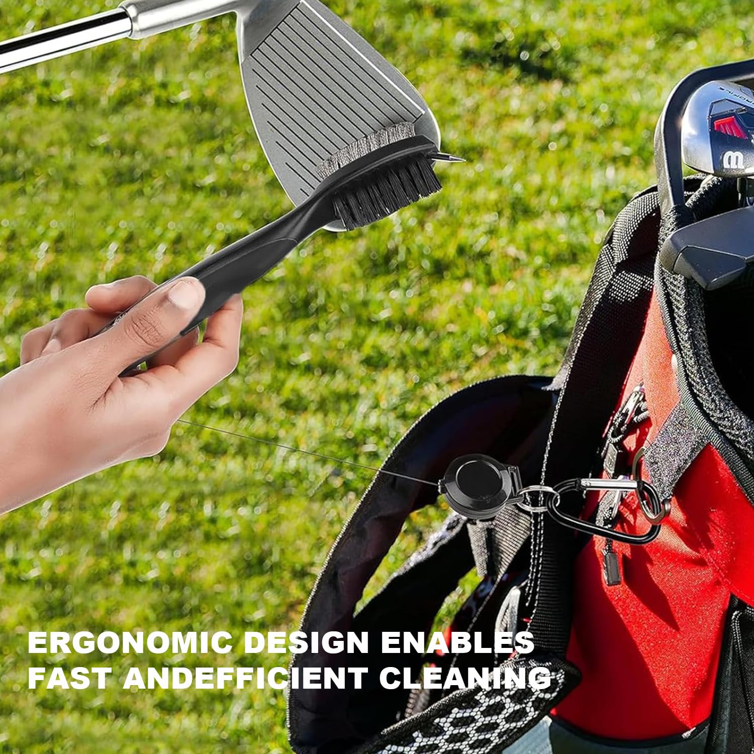 Cepillo de Golf y Limpiador de Ranuras 2 en 1,Limpiador Palos Golf,Regalos de Golf para Hombres,para Colgar en Bolsa de Golf