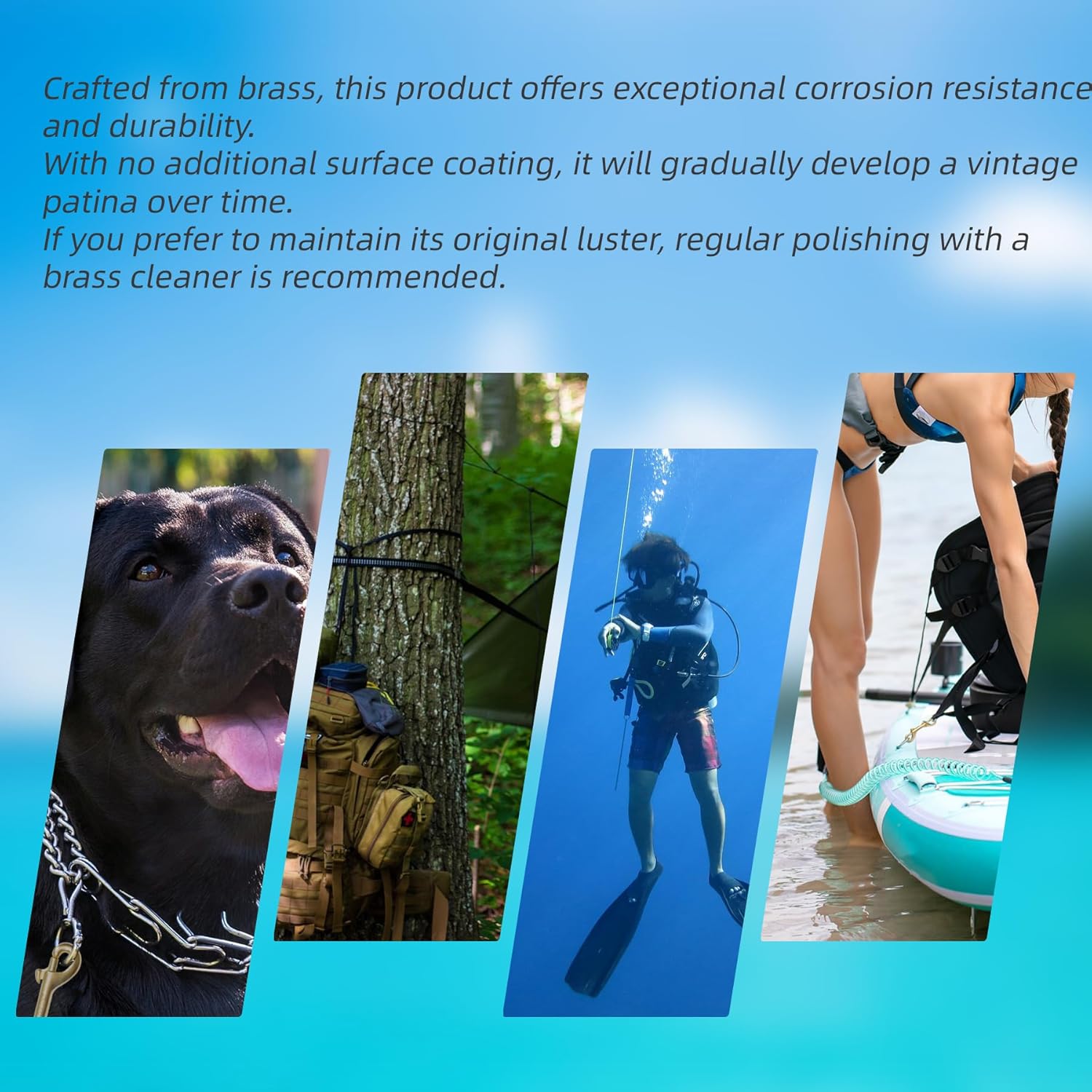 4PCS Solid Brass Double End Snap Hook Diving Clips Scuba Diving Hook Gold Scuba Diving Clips 4.1 Inch Double End Snaps for Heavy Duty Double Snap Hook Double Sided Clip Double End Trigger Clip - Image 5