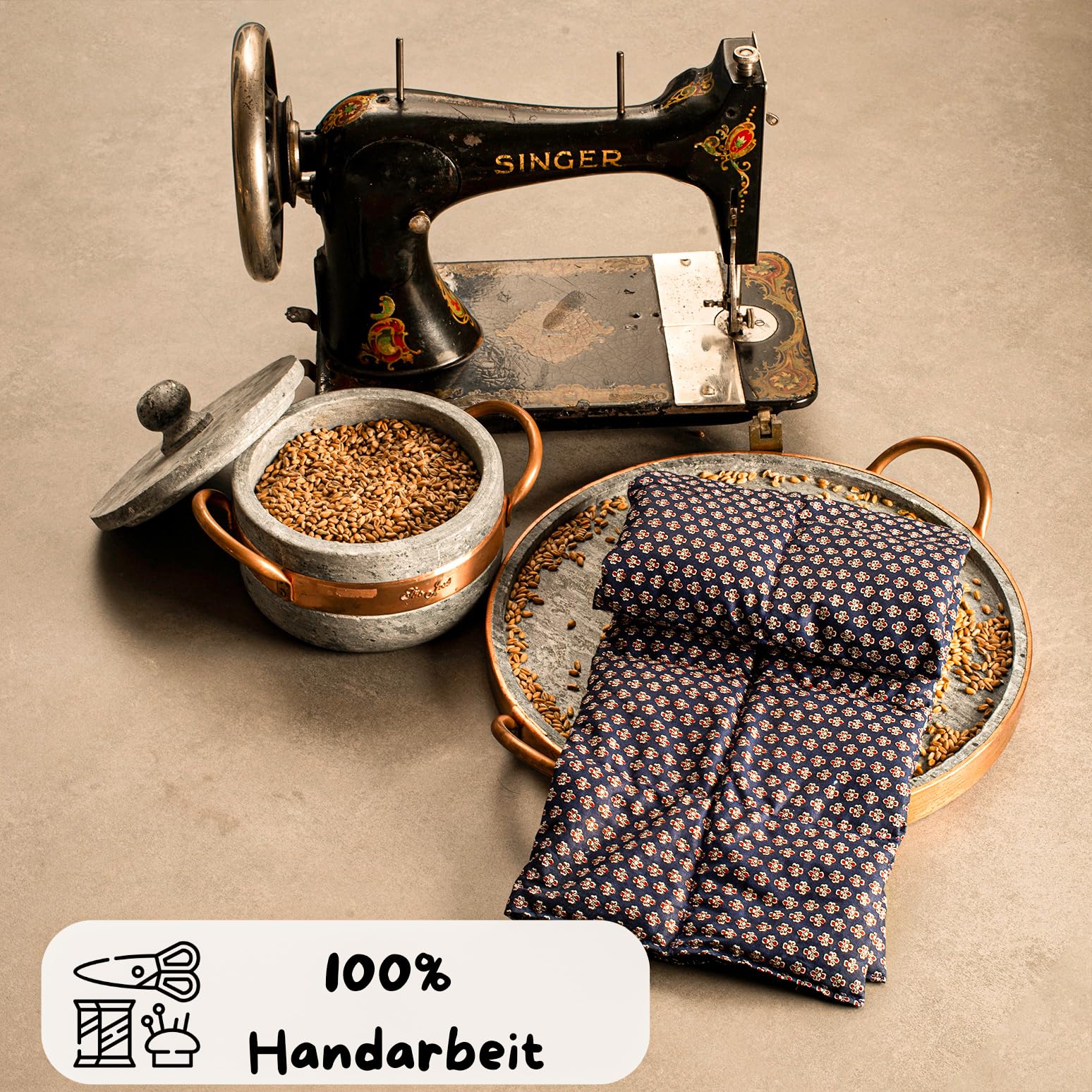 Körnerkissen Wärmekissen Nacken Schulter – 60x20cm Bio-Weizen – Mikrowelle & Kühlung – 100% Baumwolle – Wärme- & Kältetherapie – Renate's Körnerkissen – Geschenkidee