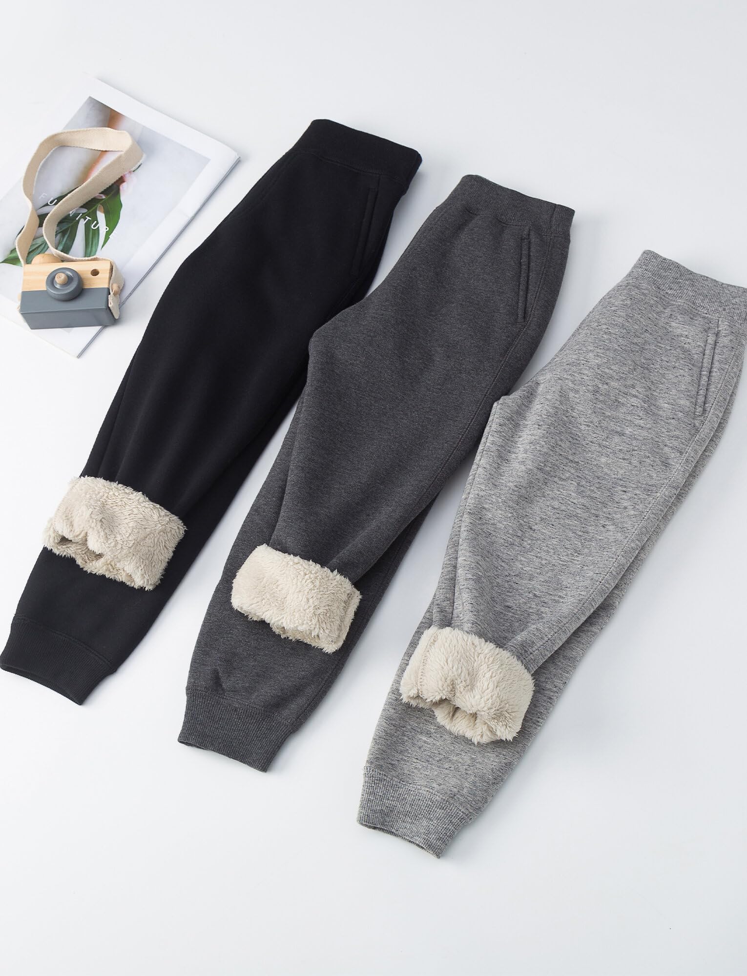 Pantalon Hiver Enfant Polaire Jogging Couleur Unie Garçon Fille Chaud 2-13 Ans