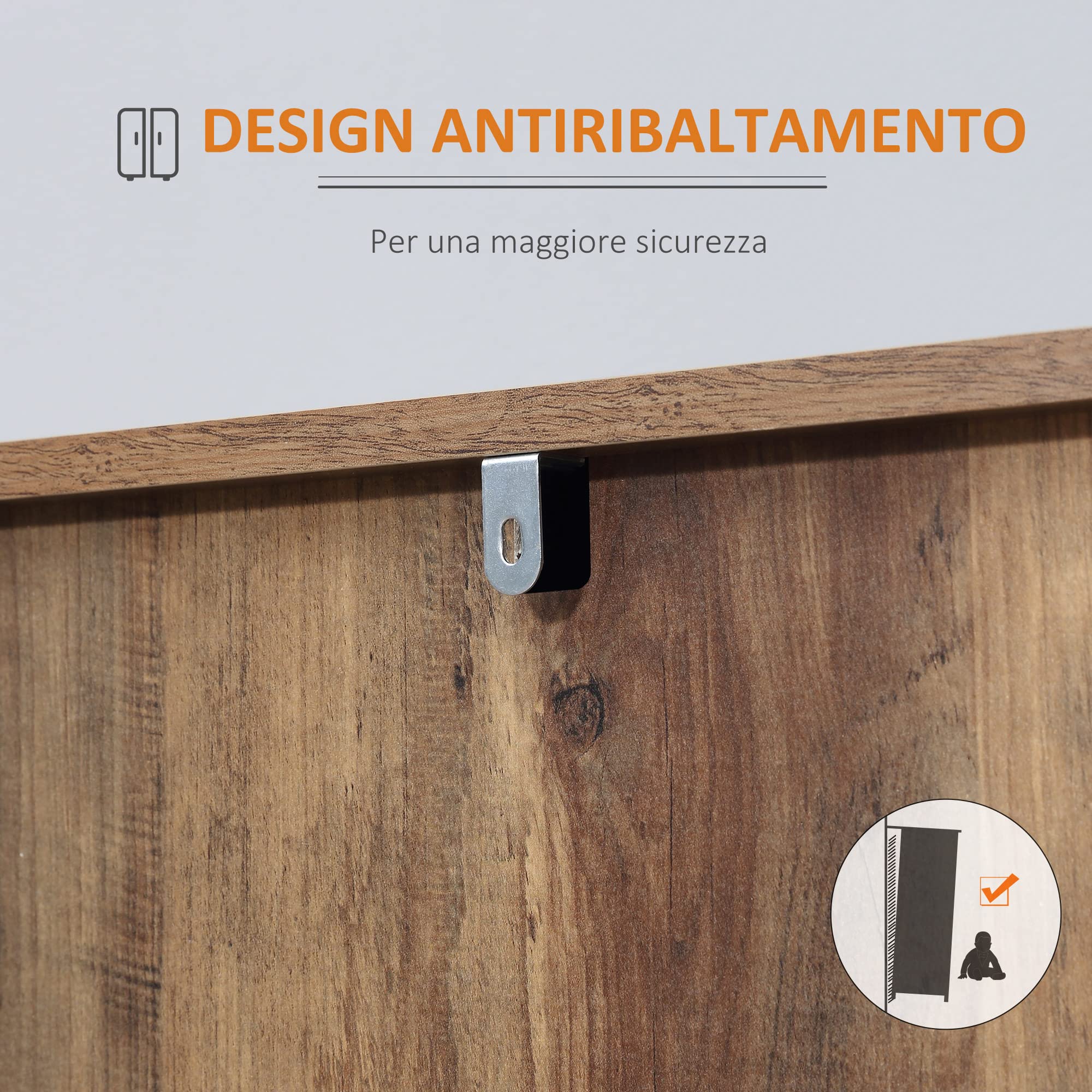 HOMCOM Credenza Moderna in Truciolato e Metallo per Cucina e Soggiorno con 2 Armadietti a 2 Ante con Ripiani Regolabili e 3 Cassetti, 120x39.5x77 cm, Marrone