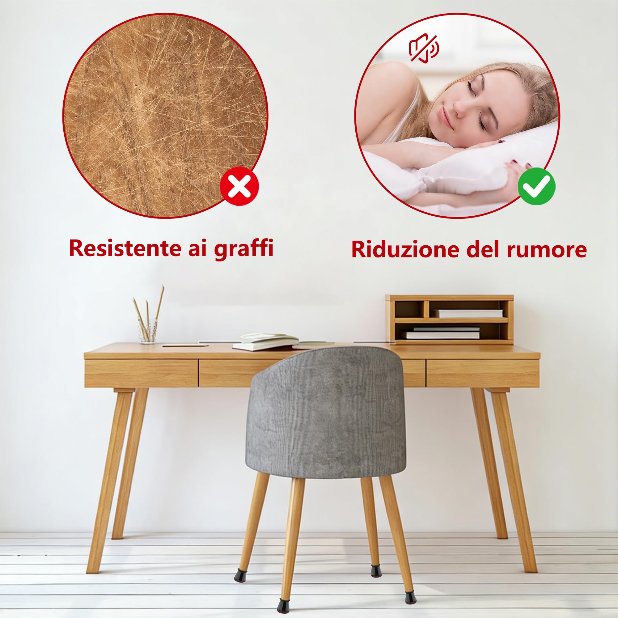 Xahpower 24 Pezzi Gommini per Sedie Rotondi, Copri Piedini Sedie in Silicone, Protezioni per Gambe di Sedie in Nero, Proteggi il Pavimento e Riduci il Rumore (Adatto per: 14-20mm)