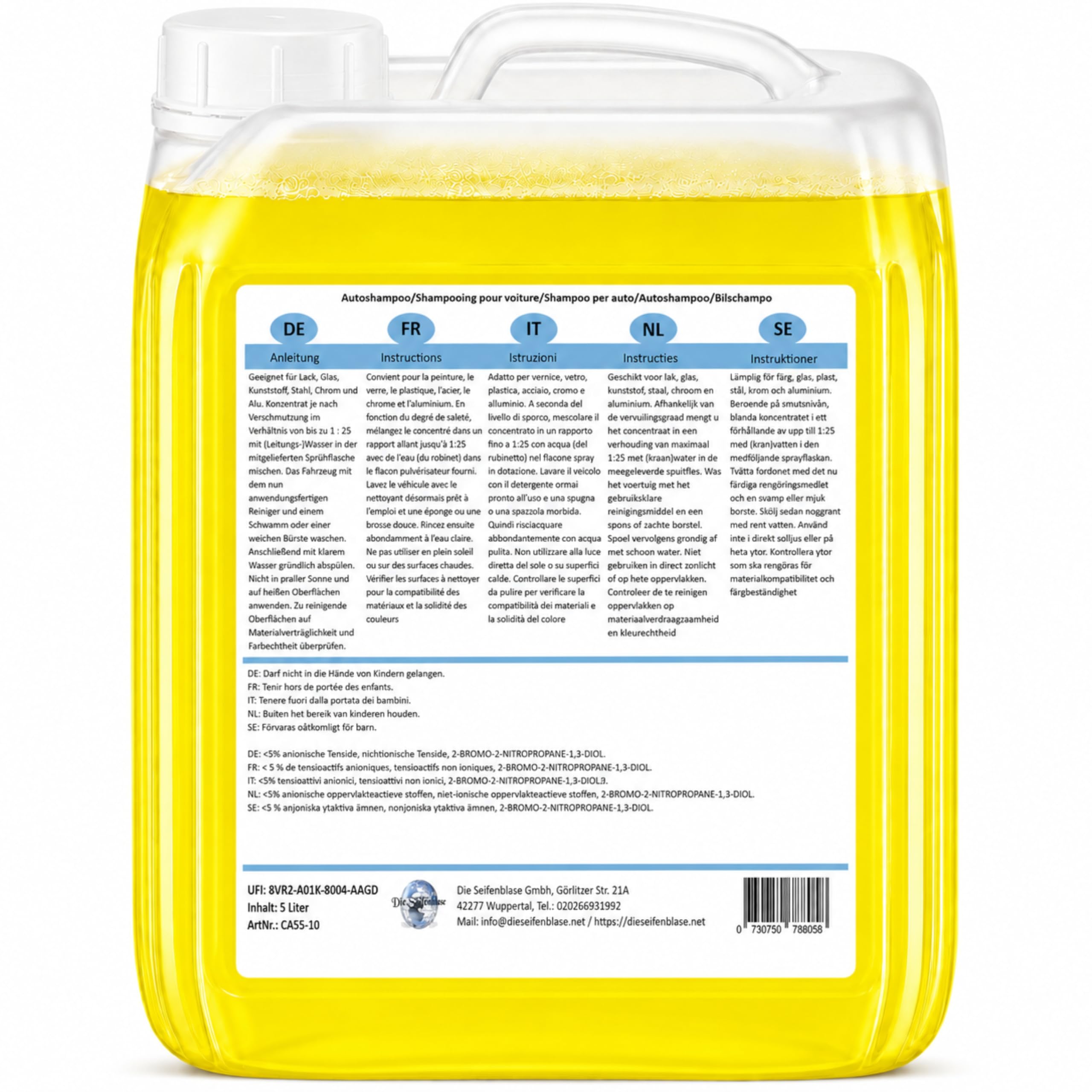 Cleanerist | 5L Autoshampoo Konzentrat für Glanz, manuelle Autowäsche & SB-Waschbox, pH-hautneutraler Autoreiniger für Lack, Hochdruckreiniger, PKW & LKW, gelbes Shampoo