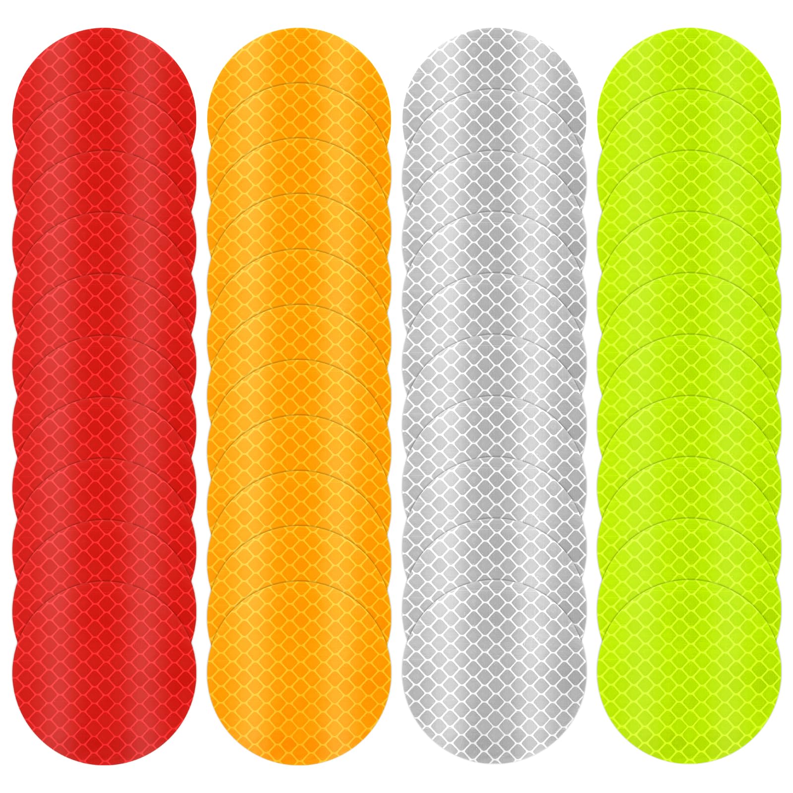 Bremorou Pack of 40 Multicolor Plastic Reflective Stickers, 1.9 Inch Round, Self-Adhesive Safety Stickers for Helmets, Clothing, Cars, Bicycles, Motorcycles, Traffic Signs