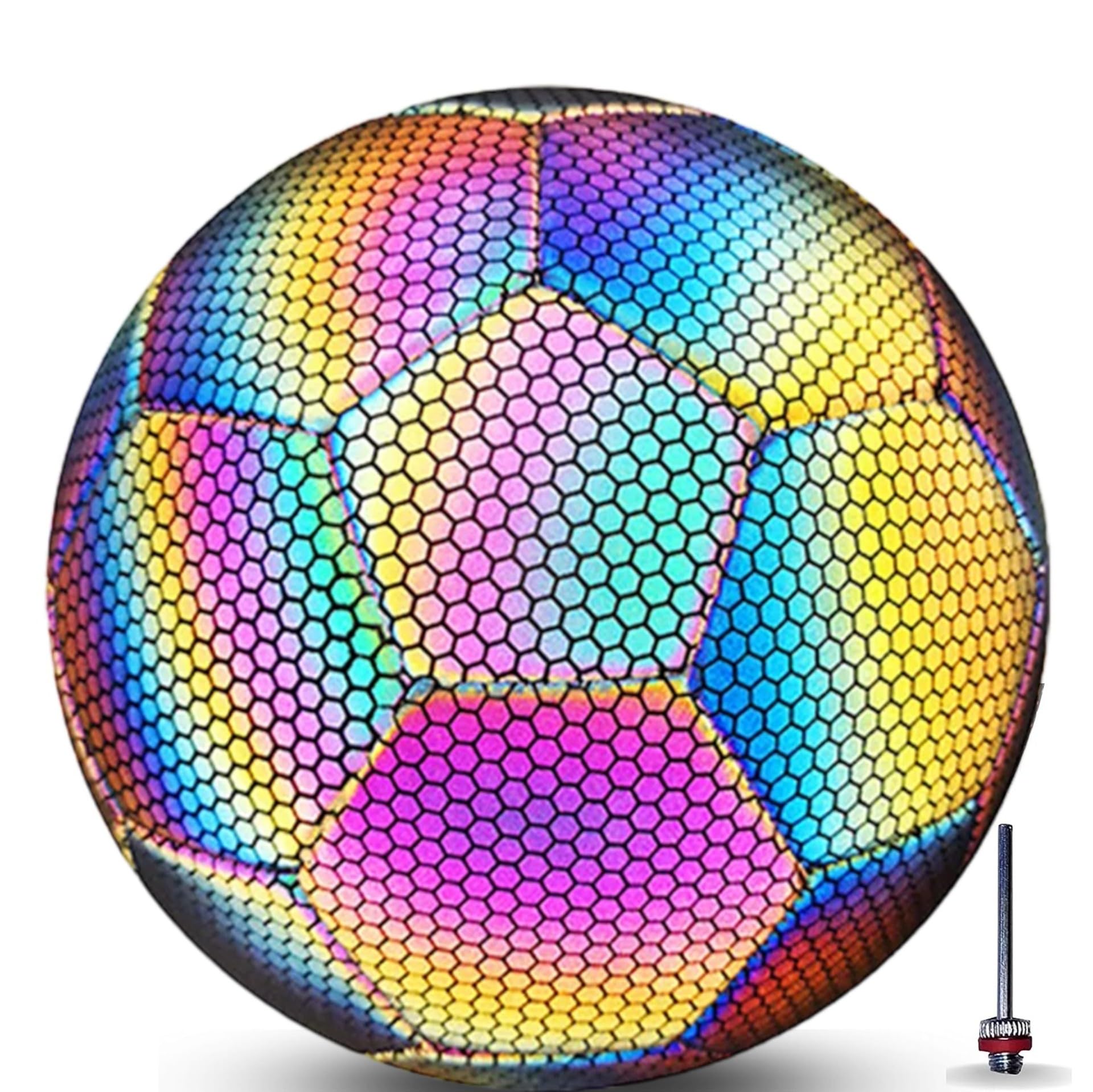 TLISMI Luminous Soccer Ball for Kids and Adults Glow in the Dark by Light Reflect Holographic Camera Flash Light Reflection Glowing Foot Ball Reflective Football for Night Games, Freestyling &Training (B0CJ4QGH36) Amazon Price History, Amazon Price Tracker