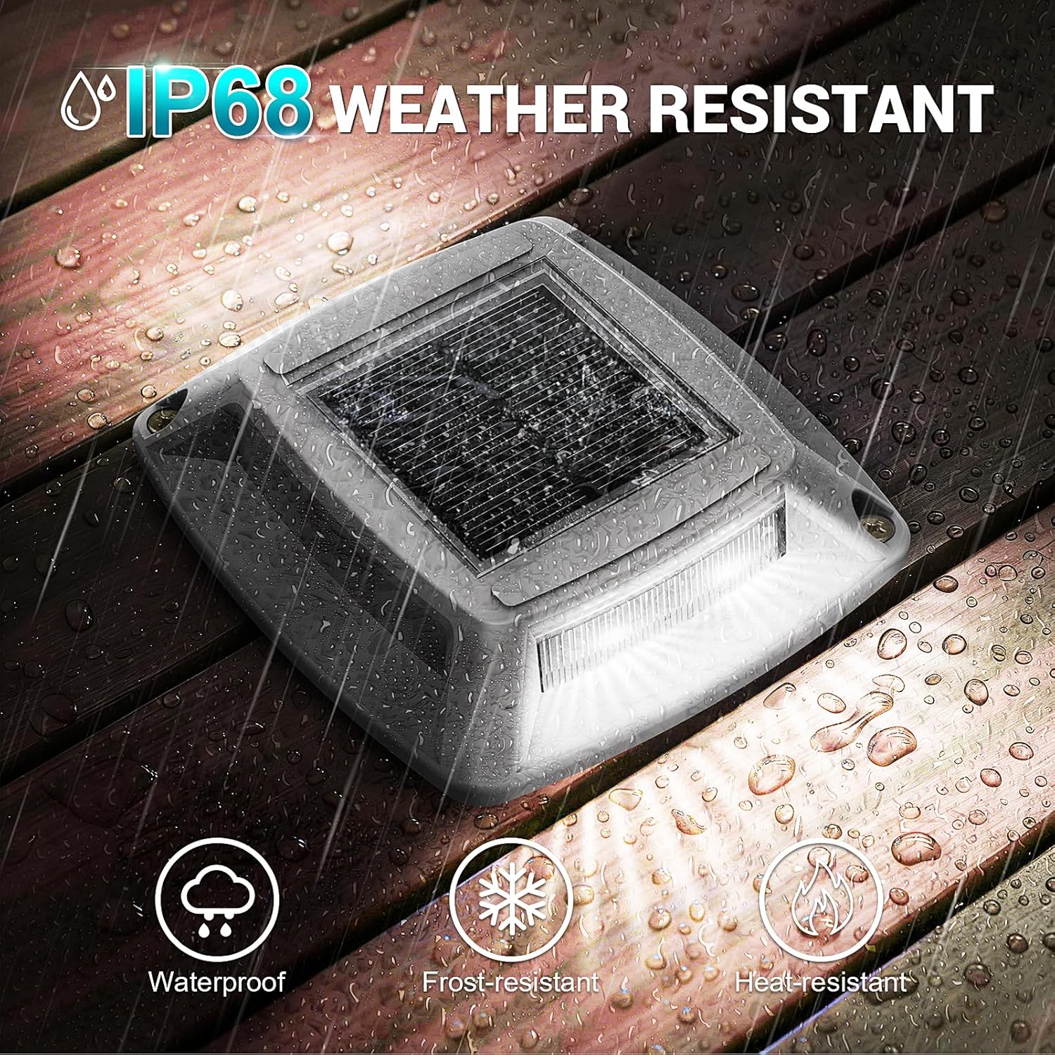 Solar Driveway Lights Outdoor 6 Pack, IP68 LED Solar Powered Waterproof Driveway Marker Deck Dock Lights for Dock Step Pathway Walkway Sidewalk Garden Yard Stair Marine (White)