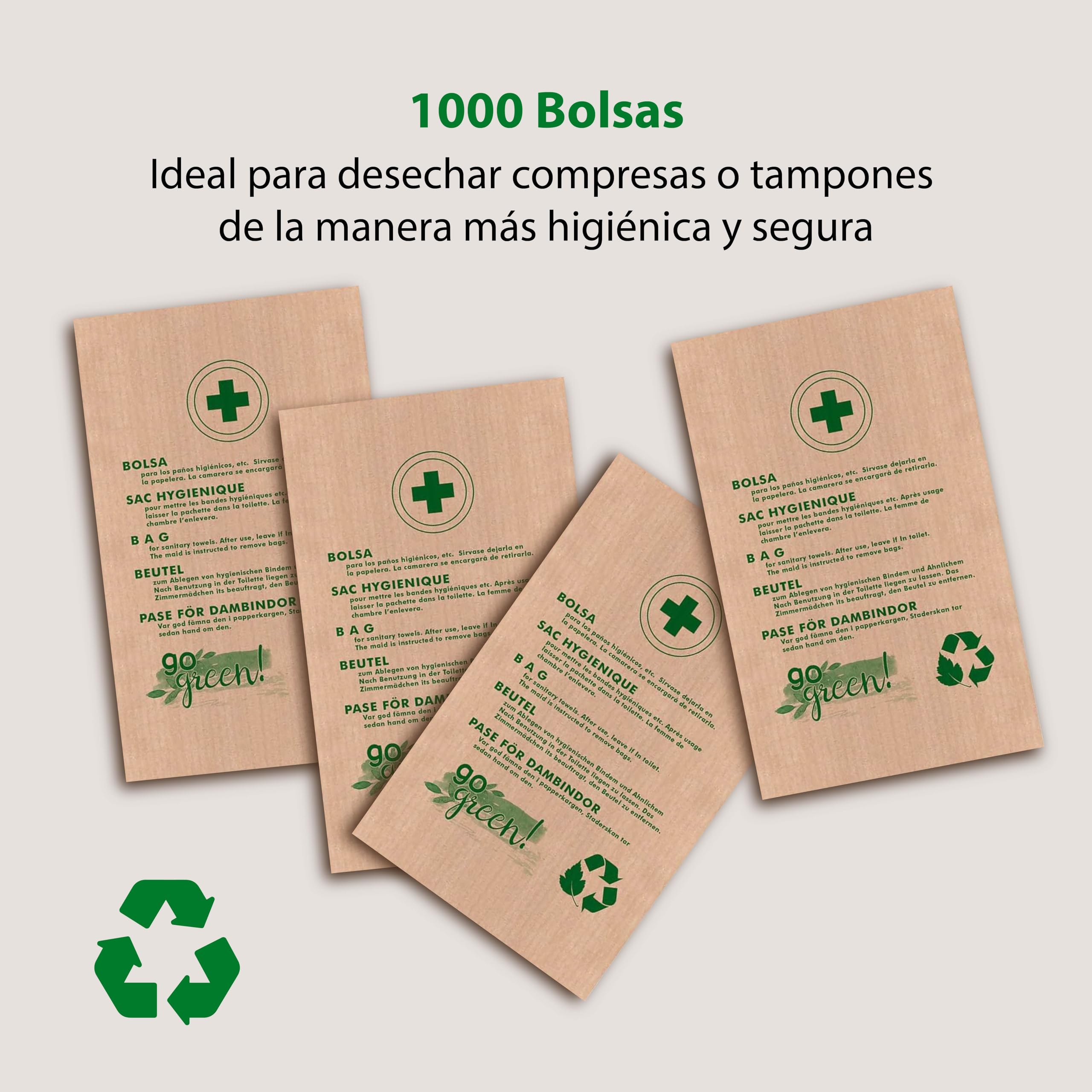 1000 Stück- Hygienebeutel für Damenbinden | Nachhaltige Entsorgungsbeutel für Damenbinden | 100% umweltfreundliche Öko Hygienebags | Hygienebeutel Papier | Hygienebeutel für Tampons