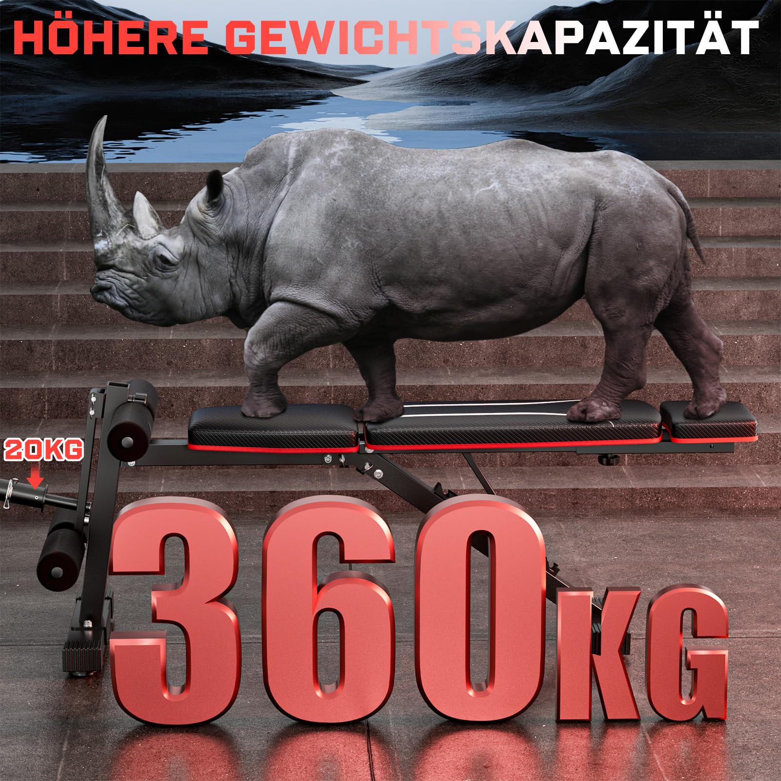 XDDIAS Klappbar Hantelbank, 10-fach Verstellbare Fitnessbank mit Beinstrecker & Curlpult, Multifunktion Trainingsbank für Schrägbank Flachbank für Home Gym Krafttraining, Platzsparende Hantelbank