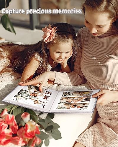 Miniatura 47 de Álbum de fotos de 4 x 6 pulgadas con 300 bolsillos, álbumes de fotos deslizables, cubierta de lino, libro de recuerdos con ventana frontal, página