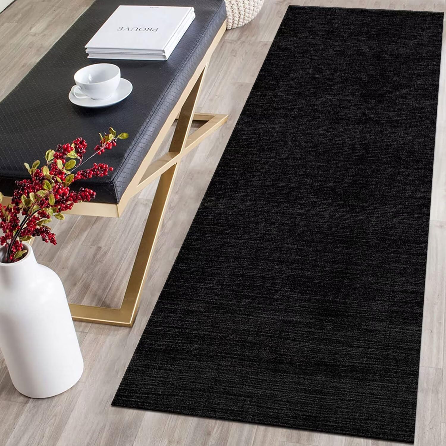Tappeto Runner Moderno Astratto Per Corridoio E Cucina, 120x480 Cm, Antiscivolo, Lavabile In Lavatrice, Pelo Corto 6 Mm, Microfibra