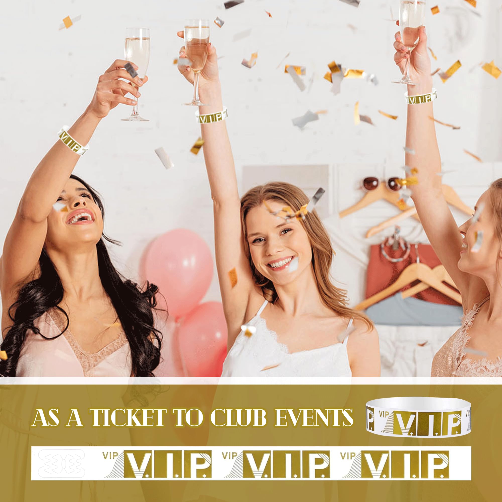 Lot De 200 Bracelets VIP Étanches JKJF - Papier Doré Pour Événements | Festivals, Concerts, Clubs