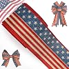 Veterans Day American Flag Wired Ribbon for Wreath Bows Patriotic Burlap Decorative Ribbon with Stars Stripes for Memorial Day DIY Crafts Gift Wrapping USA Independence Day Decor 2.5 Inch × 10 Yards