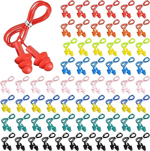 Xuhal 200 pares de tapones para los oídos con cable, tapones para los oídos de silicona a granel con reducción de ruido, tapones para los oídos con
