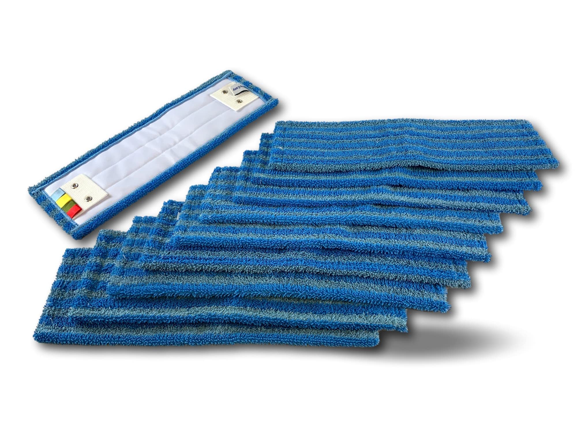 Kibros Lot 10 serpillières Frange Microfibre Balai Easy Press 40 cm | Microfibre à languette avec œillets, 46×15 cm, lavante dégraissante, compatible balai Easy Press Kibros.