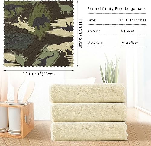 Miniatura 3 de FRODOTGV Camouflage Dinosaur Cotton Decor Microfiber Dish Towels for Kitchen Quick Dry 6 Pack Microfiber Absorbant Towel for Restaurant Oven