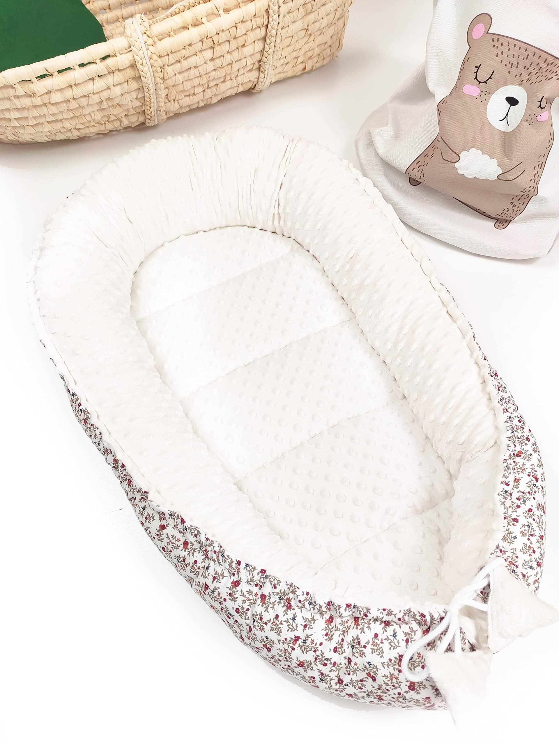 PIMKO Nido de bebé Minky de 2 Caras, Nido de Peluche, Capullo para bebés y recién Nacidos, para el hogar, 55 x 90 cm