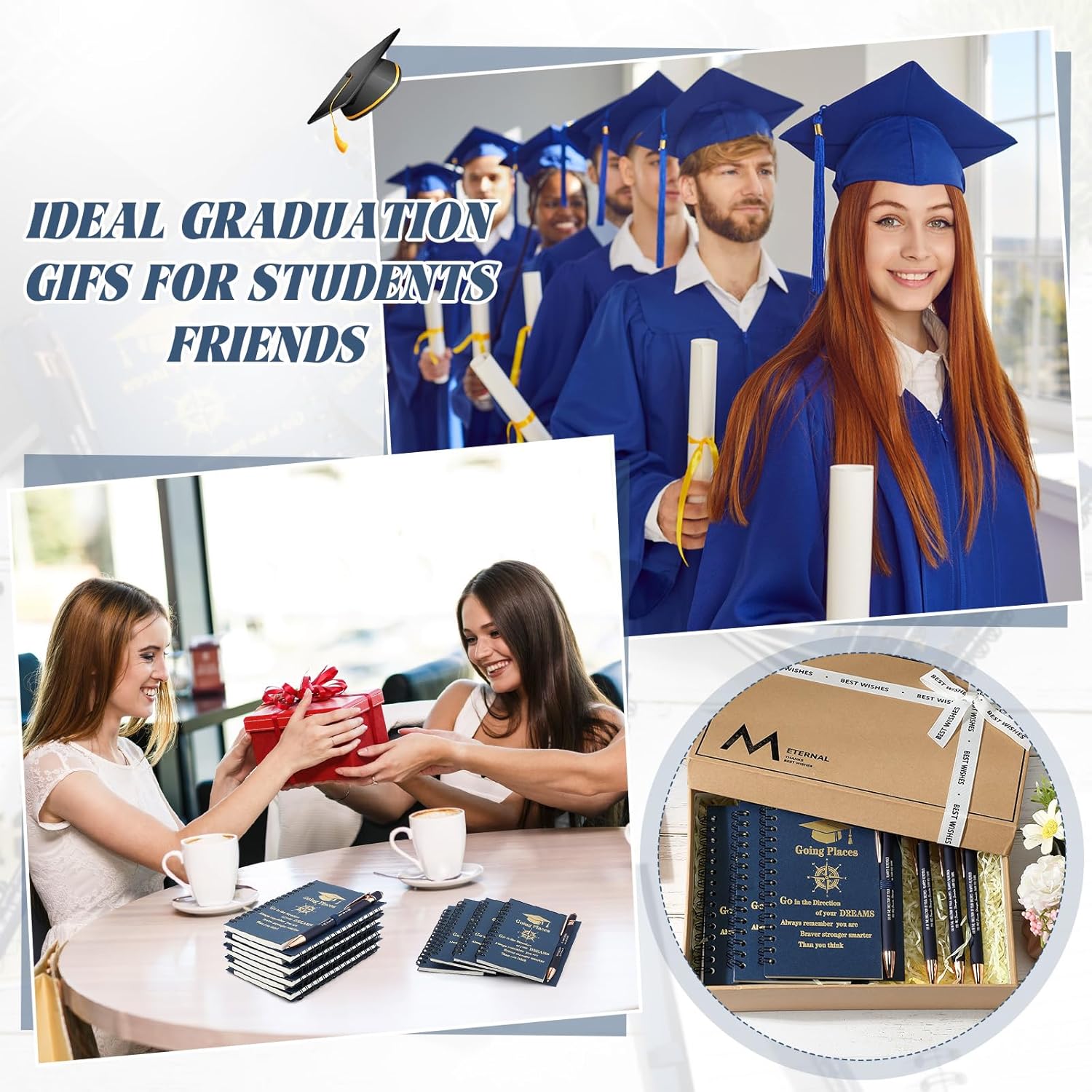 Sinload 48 Pcs 2026 Graduation Gifts Bulk for Students Motivational Inspirational Graduation Notebook and Pens Go in the Direction of Your Dreams Class of 2026 Grad Gifts(Navy Blue,Classic)
