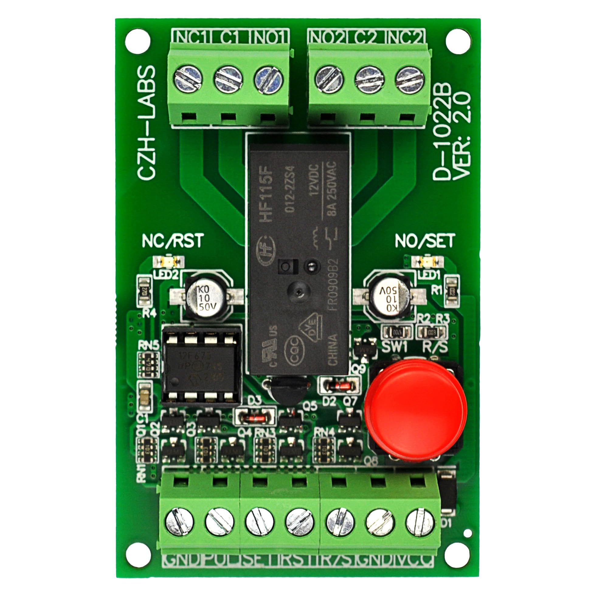 ELECTRONICS-SALON Panel Mount Momentary-Switch/Pulse-Signal Control Latching DPDT Relay Module,12V