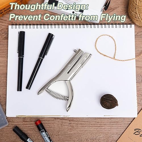 Miniatura 6 de Perforadora de papel resistente con capacidad de 25 hojas, perforadora de papel reducida, perforadora de un solo agujero de 2 pulgadas de alcance,