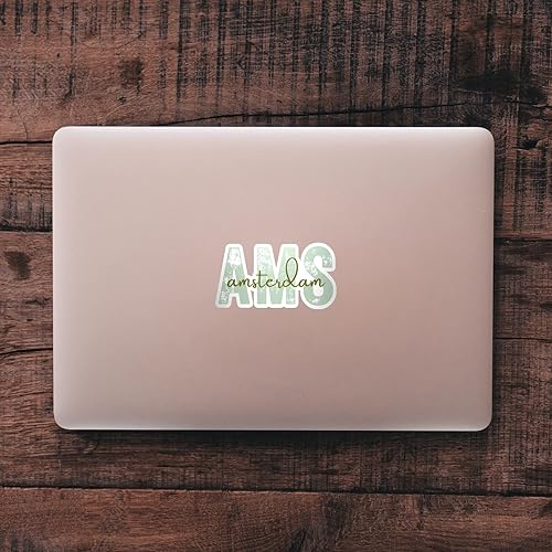 Miniatura 3 de AMS Amsterdam Airport Code Travel Sticker, Multiple Colors Vinyl Laptop Water Bottle Planner Journal Places I've Been Luggage Washington Decal (Pink)