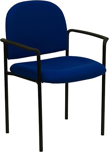 Flash Furniture Tiffany Comfort - Silla de recepciĂłn lateral de acero apilable de tela azul marino con brazos Flash Furniture Tiffany Comfort - Silla de recepciĂłn lateral de acero apilable de tela azul marino con brazos