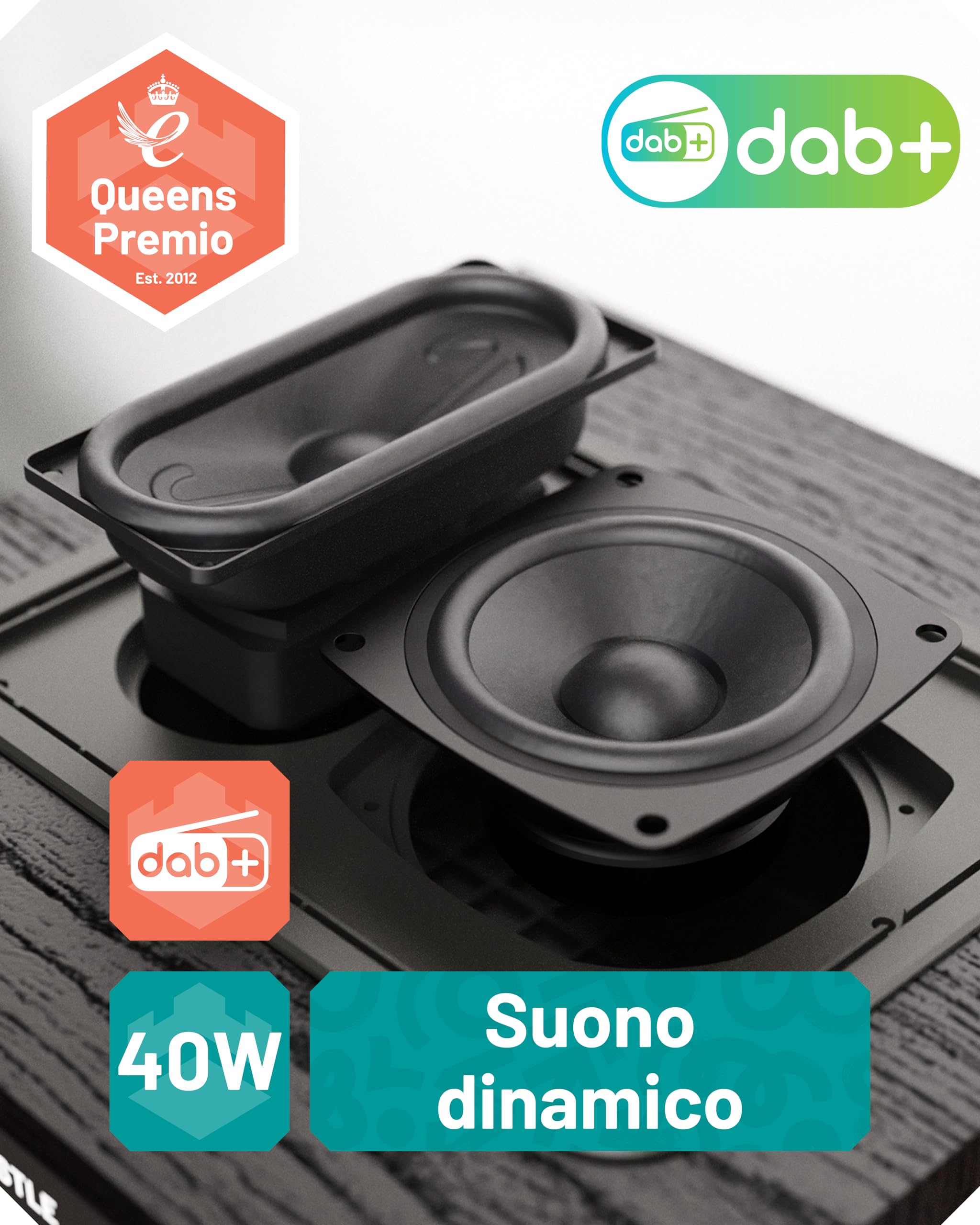 Oakcastle DAB400 Mini Impianto Stereo Hi-Fi 40W Radio DAB/DAB+ Bluetooth 5.0 Lettore CD