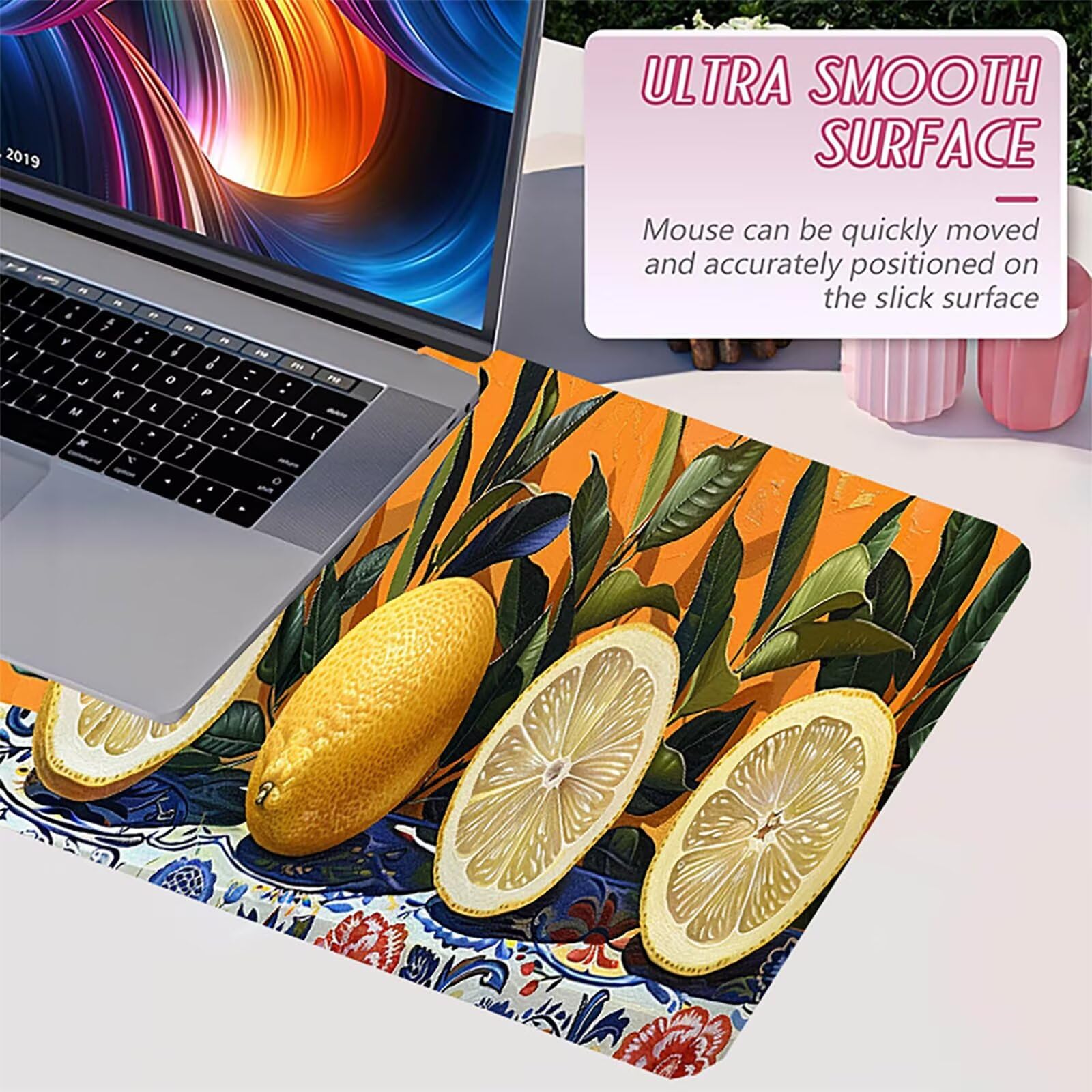 Tappetino Mouse XXL 1500 x 800 mm, Tappetino Mouse Frutta, Gaming Mousepad Migliorare la Velocità e la Precisione, Mouse Pad con Base in Gomma Antiscivolo, Ufficio Accessori Gaming, Giallo 7-2837