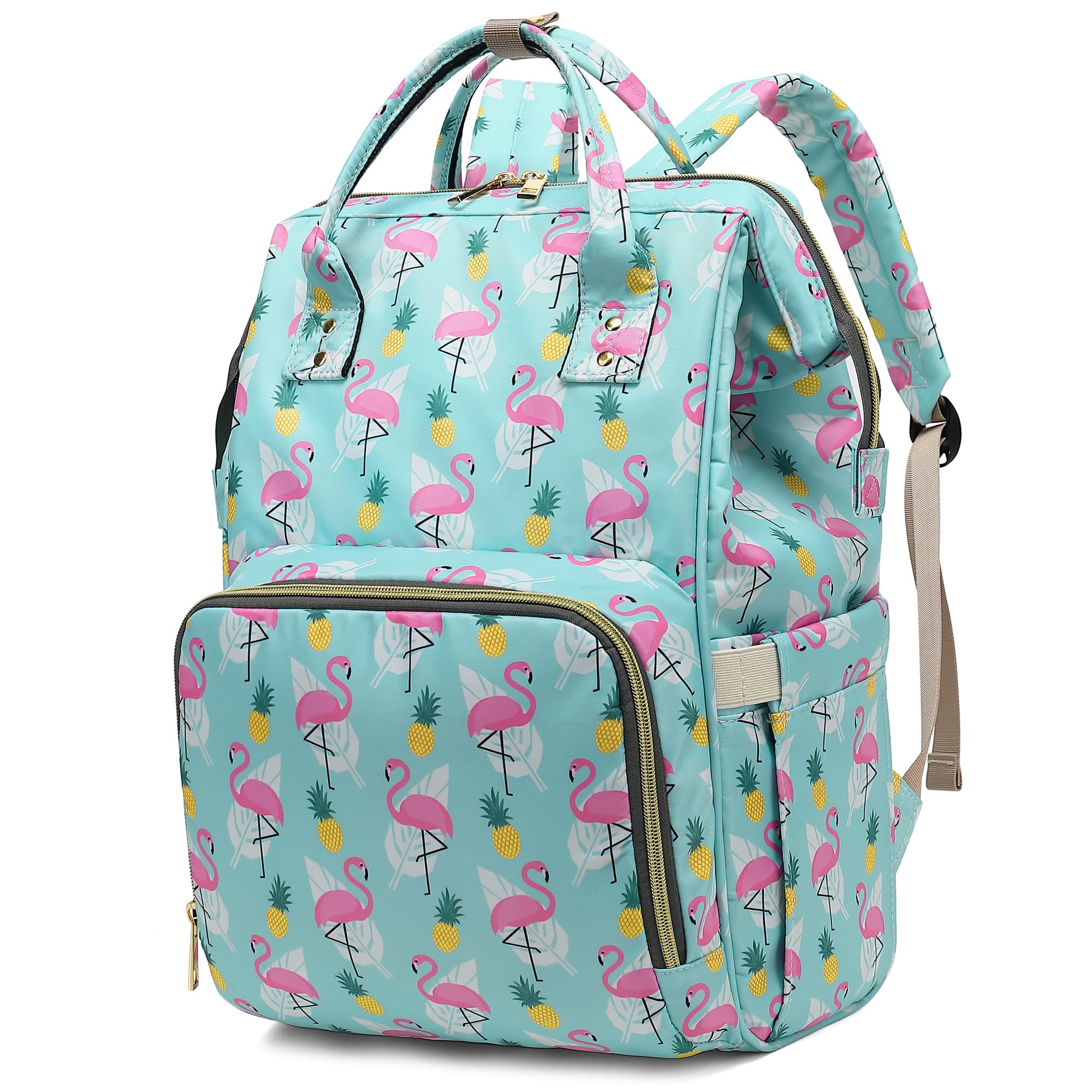 Yusudan Flamingo Laptop Backpack for Womens Girls, College Backpacks School Bag Bookbag 15.6 Inch Computer Backpack (Green)