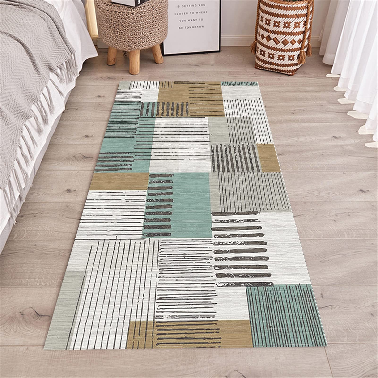 Tapis De Couloir Long Lavable 40x160cm - Polyester Antidérapant | Pour Cuisine, Salon, Chambre